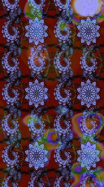 Üzerinde gelincikler ve vadi zambakları olan renkli çiçek desenli nakış deseni. Tekstil tasarımı için geleneksel Raster çiçek buketi.