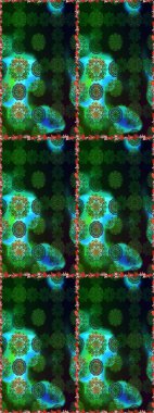 Raster illüstrasyonu. Yeşil ve mavi renkli şirin çiçekler. Moda baskısı, albüm, ambalaj kağıdı ve duvar kağıdı için zarif dekoratif süslemeler. Küçük çiçekli basit, pürüzsüz desen..