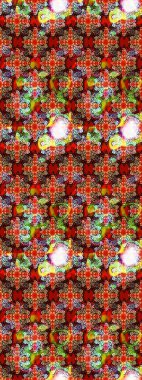 Düz Çiçek Elementleri Tasarım Raster illüstrasyonu. Çiçekli çiçek deseni, suluboya. Kırmızı ve kahverengi renkte çiçekler. Renkli Bahar Teması çizim şablonu.