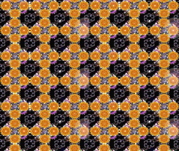 Siyah çiçekli bahar çiçekleri. Küçük renkli çiçekler. Küçük çiçekte güzel bir desen. Motley illüstrasyonu. Moda baskıları için zarif bir şablon.