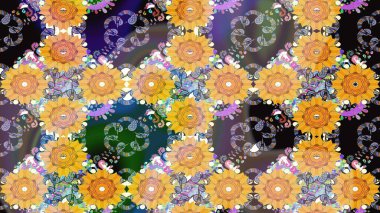 Egzotik çiçekler, botanik parlak klasik sarı renkler. Klasik tropikal doğal elementlerin suluboya seti. Raster illüstrasyonu.