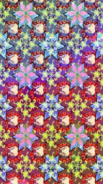 Raster Hip kumaş deseni. Eskiz Vintage Çiçek Deseni.