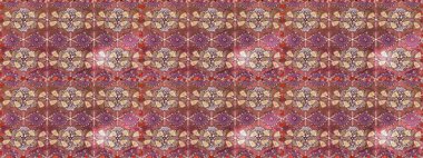 Kabile sanatı boho baskısı, klasik çiçek arkaplanı. Soyut etnik raster kusursuz desen. Arkaplan dokusu, duvar kağıdı, kahverengi ve pembe renkli çiçek teması.