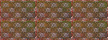 Raster illüstrasyonu. Kusursuz çiçek deseni. Renkli Bahar Temalı Kusursuz Arkaplan. Asya tekstil tarzında. Düz Çiçek Elementleri Tasarımı. Kahverengi ve bej renkli çiçekler.