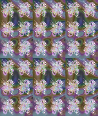 Renkli Bahar Teması eskiz kalıbı. Chichi 'nin kumaş kalıbını çiz. Raster illüstrasyonu. Düz Çiçek Elementleri Tasarımı. Çiçek deseni.