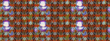 Raster illüstrasyonu. Raster illüstrasyonu. Renkli çiçekler. Asya tekstil tarzında. Çiçek desenini çiz.