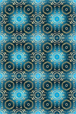 Mavi, nötr ve bej renklerde raster altın desen. Soyut duvar kâğıdı, ambalaj dekorasyonu. Kışın sembolü, Mutlu Noeller, Mutlu yıllar. Altın kar taneleri basit, pürüzsüz desen.