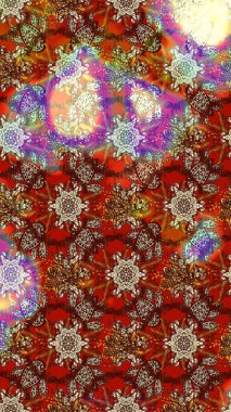 Raster illüstrasyonu. Kıvırcık çiçekler renkte şekillenir. Klasik çiçek tasarım elementleri.