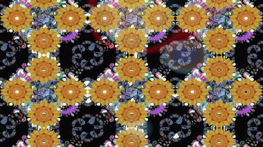 Raster illüstrasyonu. Raster çiçekleri klasik tarzda çizilmiş. Yumuşak, bahar çiçekleri siyah renklerde. Çiçekli yumuşak çizim deseni.