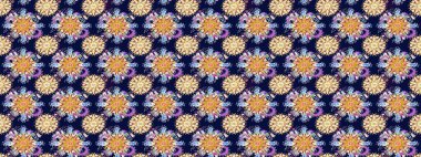 Renkli Bahar Temalı Kusursuz Arkaplan. Raster illüstrasyonunda kusursuz çiçek deseni. Süslü kumaş deseni. Düz Çiçek Elementleri Tasarımı.