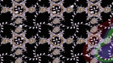 Siyah renklere karalamalar çizilmiş çiçek deseni. Raster illüstrasyonu.