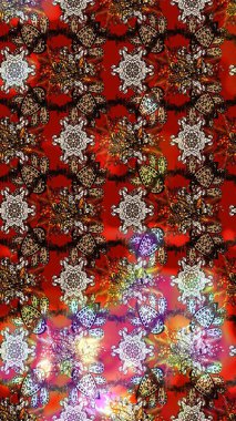 Kahverengi, kırmızı ve siyah renkte çiçekler. Renkli Bahar Teması eskiz kalıbı. Raster illüstrasyonundaki çiçek desenli çizim. Düz Çiçek Elementleri Tasarımı.