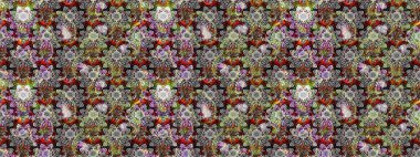 Güzel kumaş deseni. Raster suluboya deseni, narin çiçekler, gri çiçekler, tebrik kartı şablonu..