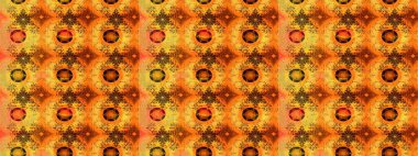 Çiçek buketleriyle klasik bir eskiz şekli. Raster illüstrasyonu. Turuncu renklerde.