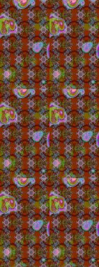 Kahverengi ve yeşil renkte güzel çiçekler, suluboya desenli, duvar kağıdı, kart veya kumaş için fayanslı eskizler. Raster..