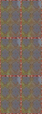 Düz Çiçek Elementleri Tasarımı. Renkli Bahar Temalı Kusursuz Arkaplan. Kusursuz çiçek deseni. Kahverengi ve gri renkli çiçekler. Raster illüstrasyonu. Asya tekstil tarzında.