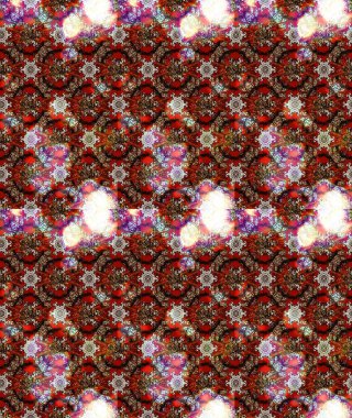 Çiçek desenli çizim. Kahverengi renkli çiçekler. Raster illüstrasyonu. Asya tekstil tarzında. Raster illüstrasyonu.