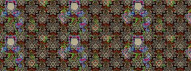 Çiçek deseni. Şatafatlı bahar bahçesi dokusu. Raster illüstrasyonu. Çiçek çizimi arkaplanı.