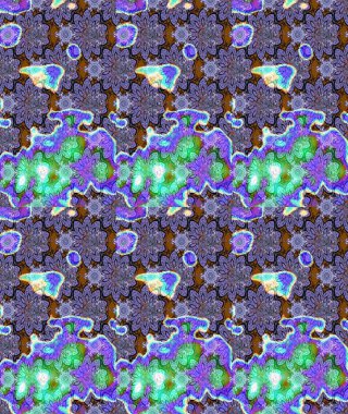 Elle boyanmış suluboya resim çizimleri, çiçekler ve bitkiler. Mor renkte çiçekler.