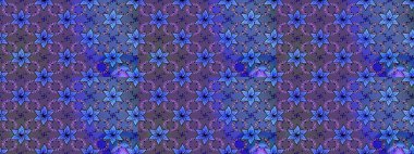 Sanat, çiçeklere ilham verir ve arka planda izler bırakır. Raster deseni. Mor el çizimi desen. Karalama çiçekleri çizim deseni.