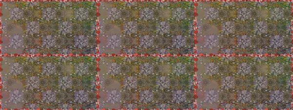 Kahverengi ve gri renklerde etnik çiçeklerle kusursuz bir desen. Raster Çiçek İllüstrasyonu güzel tekstil..