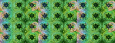 Kumaş desenli papatya çiçeği detayı. Yeşil renkte çiçekler.