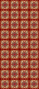 Kahverengi, kırmızı ve bej renklerde, altın elementlerle klasik, pürüzsüz desen. Noel 2019, kar tanesi, yeni yıl.