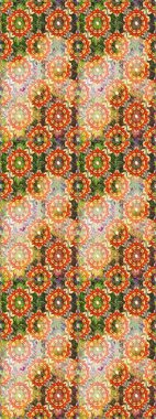 Çizgi sanatı tasarım şablonu için kusursuz sınır. Doğu tarzı element. Altın desenli çiçek dekoru. Turuncu renklerde altın element. Davetiyeler, kartlar, web sayfası için Raster illüstrasyonu.