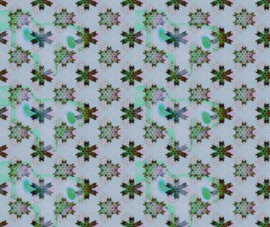 Mavi renklere karalamalar çizilmiş çiçek deseni. Raster illüstrasyonu.