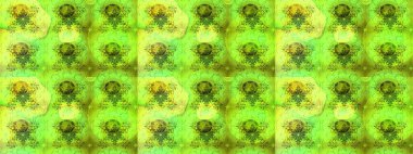 Bir sürü yeşil ve soyut çiçekli tropik eskiz deseni. Varicologreen Raster çizimi. Küçük çiçekte sevimli çiçek deseni var..