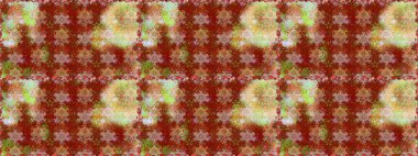 Elle boyanmış suluboya, dikişsiz çiçekler ve bitkiler. Kahverengi ve kırmızı renkte çiçekler.