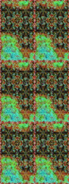 Yeşil renklerde, altın çiçekli altın desenli desen. Raster geometrik arka plan. Altın rengi, kusursuz çizim. Senin tasarımın için, duvar kağıdı..