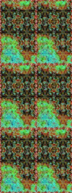 Yeşil renklerde, altın çiçekli altın desenli desen. Raster geometrik arka plan. Altın rengi, kusursuz çizim. Senin tasarımın için, duvar kağıdı..