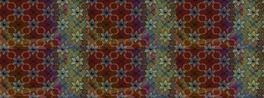 Eskiz klasiği. Raster Şirin kumaş deseni. Renkli Bahar Teması eskiz kalıbı. Düz Çiçek Elementleri Tasarımı.