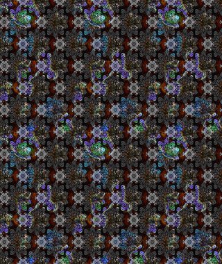 Eski moda arka plan. Güzel, parlak, pürüzsüz kumaş, tuval. Desen, çizim, çiçek sınırı. Çiçek çelengi. Kıvırcık, parlak örgü. Raster illüstrasyonu.