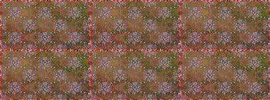 Düz Çiçek Elementleri Tasarımı. Sevimli çiçek raster deseni. Renkli Bahar Temalı Kusursuz Arkaplan. Kahverengi ve bej renkli çiçekler.