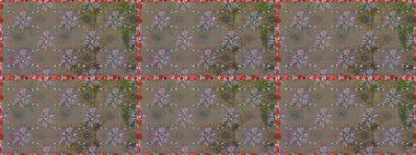 Şatafatlı bahar bahçesi dokusu. Raster illüstrasyonu. Gri ve kahverengi renklerde çiçeksiz. Çiçek deseni. Gri ve kahverengi renkte çiçekler.