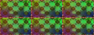 Sevimli çiçek raster deseni. Yeşil ve kahverengi renkli çiçekler. Renkli Yaz Temalı Kusursuz Arkaplan. Düz Çiçek Elementleri Tasarımı.