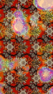 Raster illüstrasyonundaki çiçek desenli çizim. Renkli Bahar Teması eskiz kalıbı. Düz Çiçek Elementleri Tasarımı. Renkli çiçekler.