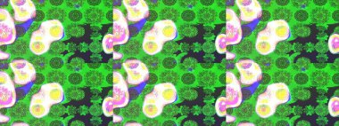 3D çiçekler, eskiz. Raster illüstrasyonu. Yeşil renklerde.