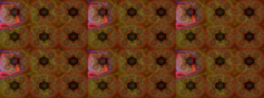 Raster illüstrasyonu. Kahverengi renklere karalamalar çizilmiş çiçek deseni.