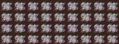 Raster deseni. Bahar çiçekleri dallı desen, mor renkler çiçekli siluet.