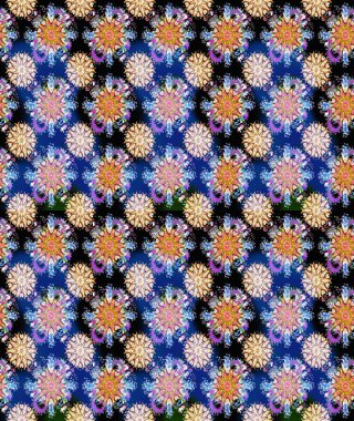 Modern, mavi raster arka plan duvar kağıdı çizimi, klasik çizgili desenli desenli çiçekler, çiçekli süsler. Çiçekli el çizimi çizimi deseni.