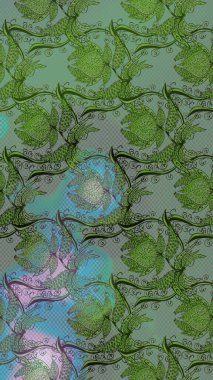 Yeşil renkte şirin çiçekler. Raster illüstrasyonu. Küçük çiçekli basit bir çiçek çizimi. Moda baskısı, albüm, ambalaj kağıdı, duvar kağıdı için zarif dekoratif süslemeler..