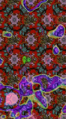 Raster düz çiçek çizim deseni. Hediye ambalaj kağıdı, tebrik kartları, posterler ve pankart tasarımı. Kırmızı ve kahverengi renkte çiçekler.