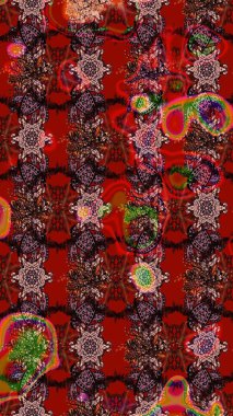 Suluboya çiçekli çiçek deseni. Raster illüstrasyonu. Asyalı tekstil renkleri.