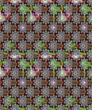 Soyut çiçek çizim kalıbı arka planı. Raster deseni. Küçük çiçekteki sevimli çiçek deseni. Raster illüstrasyonu. Gri renklerde.