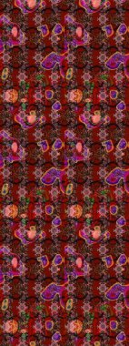 Soyut etnik raster çizim kalıbı. Kabile sanatı boho baskısı, klasik çiçek arkaplanı. Arkaplan dokusu, duvar kağıdı, kahverengi ve kırmızı renkli çiçek teması.