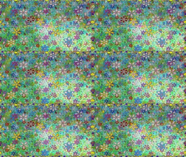 Çiçek desenli raster, yeşil ve mavi çizgi grafik desenli soyut raster arkaplan. Modern stil dokusu.