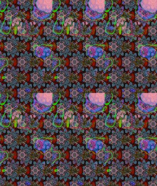 Düz Çiçek Elementleri Tasarımı. Chichi 'nin kumaş kalıbını çiz. Çiçek deseni. Renkli Bahar Teması eskiz kalıbı. Raster illüstrasyonu.